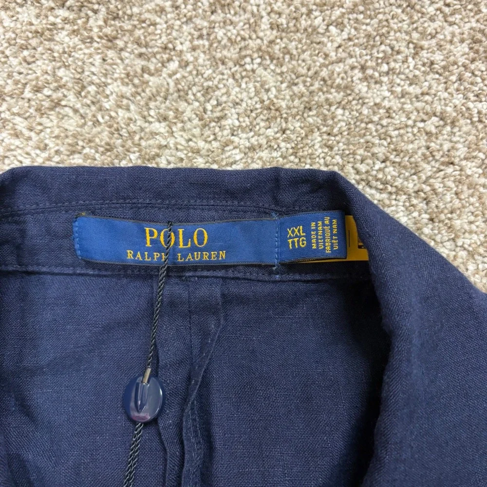 NEW Polo Ralph Lauren Linen Blazer Mens XXL Navy 2-Button Notch Lapel Unlined